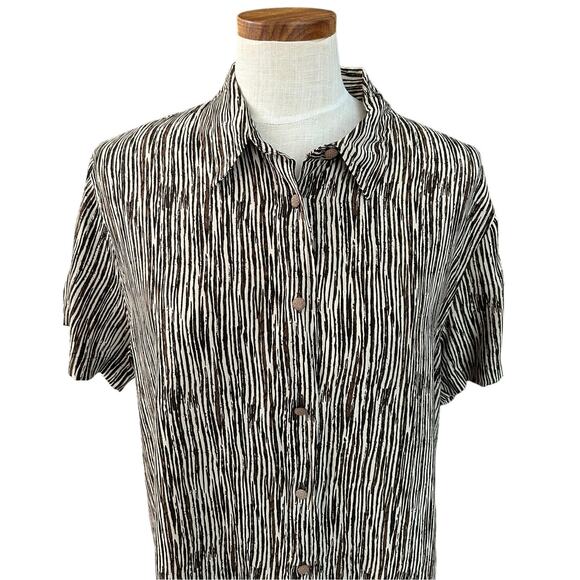 Vintage Safari Marsh Landing Animal Print Button Up L Zebra Indie Summer Shirt - Picture 1 of 9